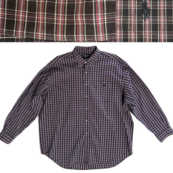Other - Men’s button  down Ralph Lauren Cotton shirt BIG  size XXL BLUE CHECKED